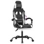 Silla gaming con reposapiés cuero sintético negro blanco en Sillas gaming | Comprar online en Foru.es