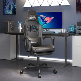 Silla gaming con reposapiés cuero sintético negro en Sillas gaming | Comprar online en Foru.es
