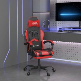 Silla gaming con reposapiés cuero sintético negro rojo en Sillas gaming | Comprar online en Foru.es