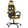 Silla gaming con reposapiés cuero sintético negro dorado en Sillas gaming | Comprar online en Foru.es