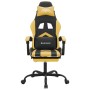 Silla gaming con reposapiés cuero sintético negro dorado en Sillas gaming | Comprar online en Foru.es