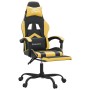 Silla gaming con reposapiés cuero sintético negro dorado en Sillas gaming | Comprar online en Foru.es