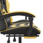 Silla gaming con reposapiés cuero sintético negro dorado en Sillas gaming | Comprar online en Foru.es