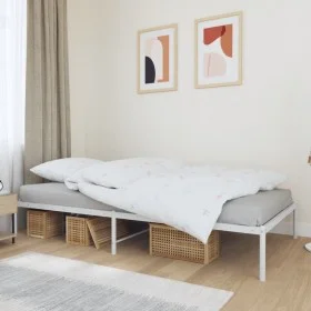 Estructura de cama de metal blanca 100x200 cm de vidaXL, Camas y somieres - Ref: Foro24-350908, Precio: 76,82 €, Descuento: %
