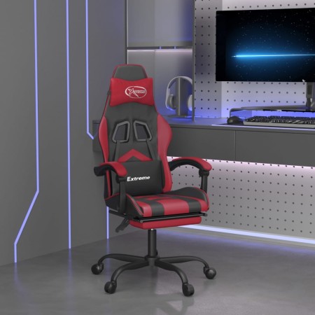 Silla gaming con reposapiés cuero sintético negro rojo tinto en Sillas gaming | Comprar online en Foru.es