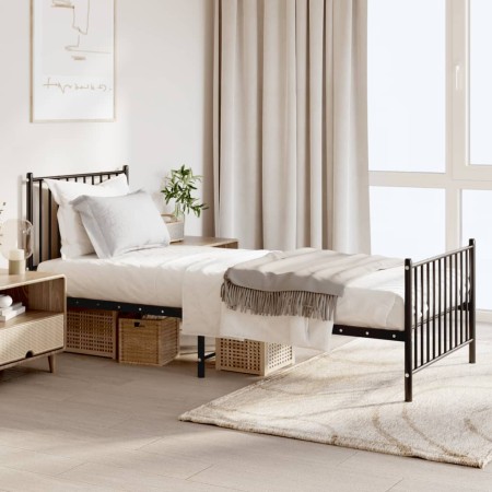 Estructura de cama con cabecero y estribo metal negro 80x200 cm de vidaXL, Camas y somieres - Ref: Foro24-350873, Precio: 72,...