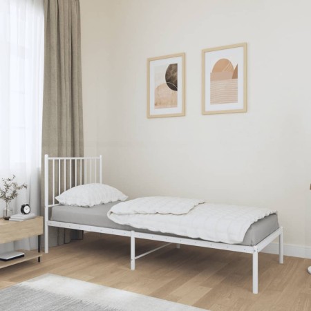 Estructura de cama de metal con cabecero blanco 80x200 cm de vidaXL, Camas y somieres - Ref: Foro24-350922, Precio: 69,12 €, ...