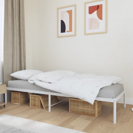 Estructura de cama metal blanco 75x190 cm de vidaXL, Camas y somieres - Ref: Foro24-350903, Precio: 64,05 €, Descuento: %