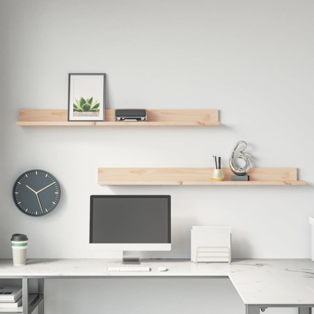Estantes de pared 2 uds madera maciza de pino 110x11x9 cm de vidaXL, Estantes y estanterías - Ref: Foro24-823609, Precio: 29,...