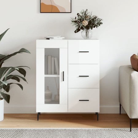 Aparador de madera contrachapada blanco brillante 69,5x34x90 cm de vidaXL, Aparadores - Ref: Foro24-828062, Precio: 108,83 €,...