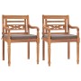Sillas Batavia 2 uds madera maciza teca con cojines gris oscuro de vidaXL, Sillas de jardín - Ref: Foro24-316029, Precio: 257...