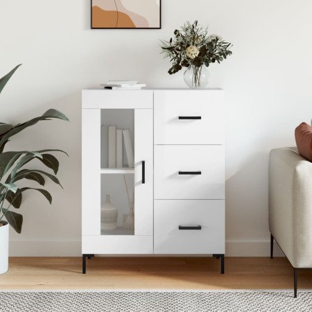 Aparador de madera contrachapada blanco brillante 69,5x34x90 cm de vidaXL, Aparadores - Ref: Foro24-828046, Precio: 109,05 €,...