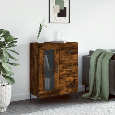 Aparador de madera de ingeniería roble ahumado 69,5x34x90 cm de vidaXL, Aparadores - Ref: Foro24-828057, Precio: 105,17 €, De...