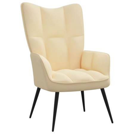 Silla de relajación de terciopelo blanco crema de vidaXL, Sillones - Ref: Foro24-328082, Precio: 109,38 €, Descuento: %