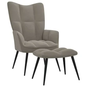 Silla de relajación con reposapiés terciopelo gris claro de vidaXL, Sillones - Ref: Foro24-328084, Precio: 116,01 €, Descuent...