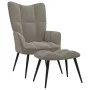 Silla de relajación con reposapiés terciopelo gris claro de vidaXL, Sillones - Ref: Foro24-328084, Precio: 116,01 €, Descuent...