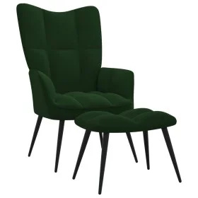 Silla de relajación con taburete terciopelo verde oscuro de vidaXL, Sillones - Ref: Foro24-328086, Precio: 137,35 €, Descuent...