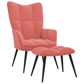 Sillón de relax con taburete terciopelo rosa de vidaXL, Sillones - Ref: Foro24-328088, Precio: 117,73 €, Descuento: %