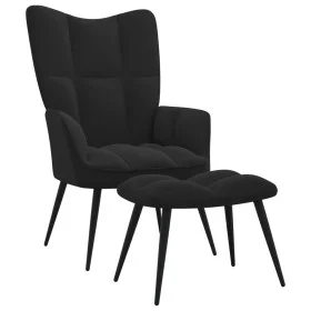 Silla de relajación con reposapiés terciopelo negro de vidaXL, Sillones - Ref: Foro24-328090, Precio: 119,57 €, Descuento: %
