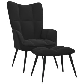 Silla de relajación con reposapiés terciopelo negro de vidaXL, Sillones - Ref: Foro24-328090, Precio: 119,33 €, Descuento: %