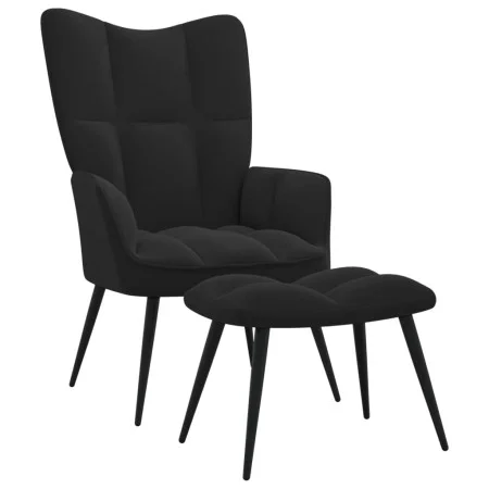 Silla de relajación con reposapiés terciopelo negro de vidaXL, Sillones - Ref: Foro24-328090, Precio: 119,57 €, Descuento: %