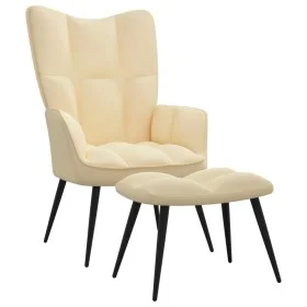 Silla de relajación con reposapiés terciopelo blanco crema de vidaXL, Sillones - Ref: Foro24-328093, Precio: 117,96 €, Descue...