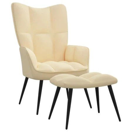 Silla de relajación con reposapiés terciopelo blanco crema de vidaXL, Sillones - Ref: Foro24-328093, Precio: 117,96 €, Descue...