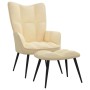 Silla de relajación con reposapiés terciopelo blanco crema de vidaXL, Sillones - Ref: Foro24-328093, Precio: 119,72 €, Descue...