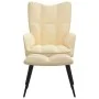Silla de relajación con reposapiés terciopelo blanco crema de vidaXL, Sillones - Ref: Foro24-328093, Precio: 117,96 €, Descue...