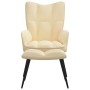 Silla de relajación con reposapiés terciopelo blanco crema de vidaXL, Sillones - Ref: Foro24-328093, Precio: 119,72 €, Descue...