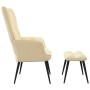 Silla de relajación con reposapiés terciopelo blanco crema de vidaXL, Sillones - Ref: Foro24-328093, Precio: 119,72 €, Descue...