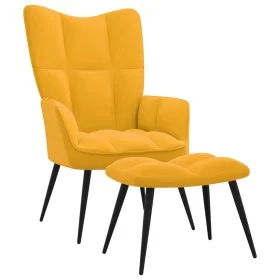 Silla de relajación con reposapiés terciopelo amarillo mostaza de vidaXL, Sillones - Ref: Foro24-328091, Precio: 117,91 €, De...