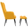 Silla de relajación con reposapiés terciopelo amarillo mostaza de vidaXL, Sillones - Ref: Foro24-328091, Precio: 118,74 €, De...