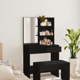 Tocador con espejo negro 74,5x40x141 cm de vidaXL, Tocadores para dormitorios - Ref: Foro24-802805, Precio: 77,27 €, Descuent...
