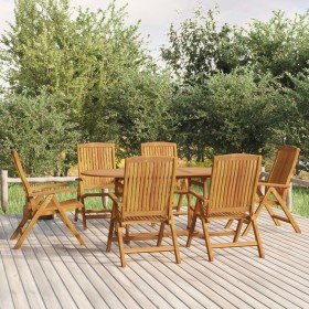 Juego de comedor de jardín 7 piezas madera maciza de teca en Conjuntos de jardín | Comprar online en Foru.es