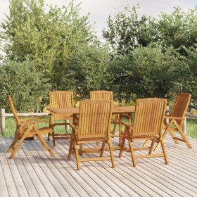 Juego de comedor de jardín 7 piezas madera maciza de teca en Conjuntos de jardín | Comprar online en Foru.es