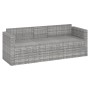 Sofá de jardín de 3 plazas con cojines ratán sintético gris de vidaXL, Sofás de exterior - Ref: Foro24-362328, Precio: 224,58...