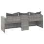 Sofá de jardín de 3 plazas con cojines ratán sintético gris de vidaXL, Sofás de exterior - Ref: Foro24-362328, Precio: 224,58...