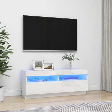 Mueble de TV con luces LED blanco brillante 100x35x40 cm de vidaXL, Muebles TV - Ref: Foro24-804460, Precio: 96,97 €, Descuen...