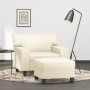 Sillón con taburete cuero sintético color crema 60 cm en Sofás | Comprar online en Foru.es