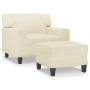 Sillón con taburete cuero sintético color crema 60 cm en Sofás | Comprar online en Foru.es