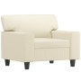 Sillón con taburete cuero sintético color crema 60 cm en Sofás | Comprar online en Foru.es