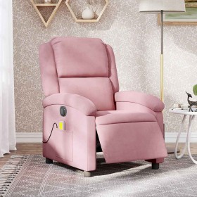 Sillón reclinable de masaje eléctrico terciopelo rosa en Sillones | Comprar online en Foru.es
