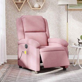Sillón reclinable de masaje eléctrico terciopelo rosa en Sillones | Comprar online en Foru.es