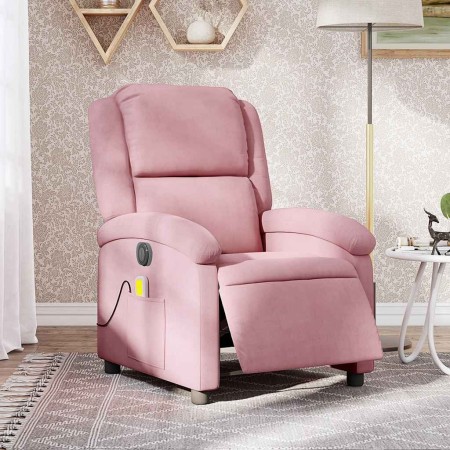 Sillón reclinable de masaje eléctrico terciopelo rosa en Sillones | Comprar online en Foru.es