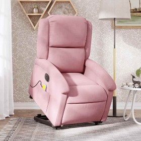 Sillón de masaje reclinable elevable terciopelo rosa en Sillones | Comprar online en Foru.es