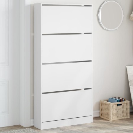 Mueble zapatero con 4 cajones abatibles blanco 80x21x163,5 cm en Zapateros y organizadores de calzado | Comprar online en Foru.e