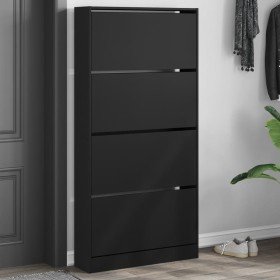 Mueble zapatero con 4 cajones abatibles negro 80x21x163,5 cm en Zapateros y organizadores de calzado | Comprar online en Foru.es