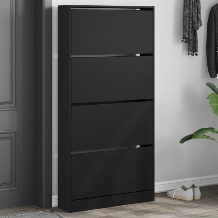 Mueble zapatero con 4 cajones abatibles negro 80x21x163,5 cm en Zapateros y organizadores de calzado | Comprar online en Foru.es