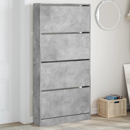 Mueble zapatero 4 cajones abatibles gris hormigón 80x21x163,5cm en Zapateros y organizadores de calzado | Comprar online en Foru